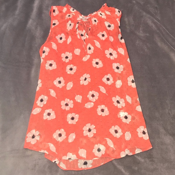 🦋2 for $15 - Orange Floral Fancy Tank Top - Picture 1 of 4